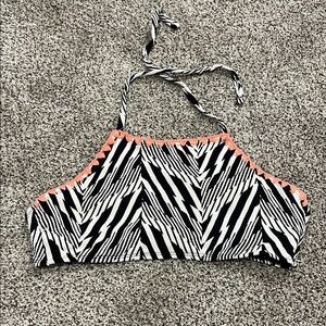 Halter Bikini Top with Coral Trim